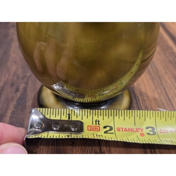 Vintage USA Drip Glaze Pottery Ewer Vase Olive Green Aqua MCM 9” Pitcher - Picture 9 of 9